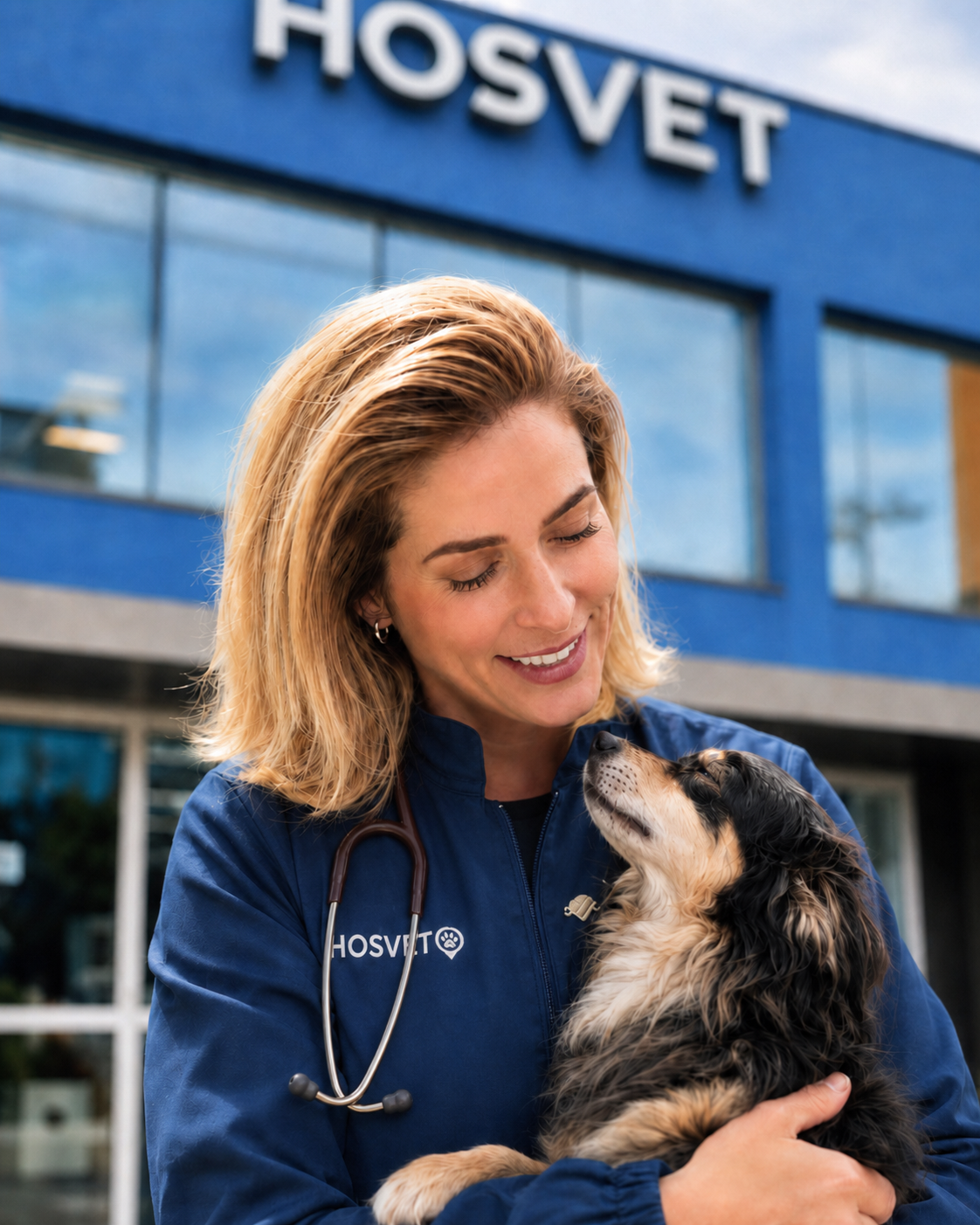 Veterinário examinando cachorro com estetoscópio